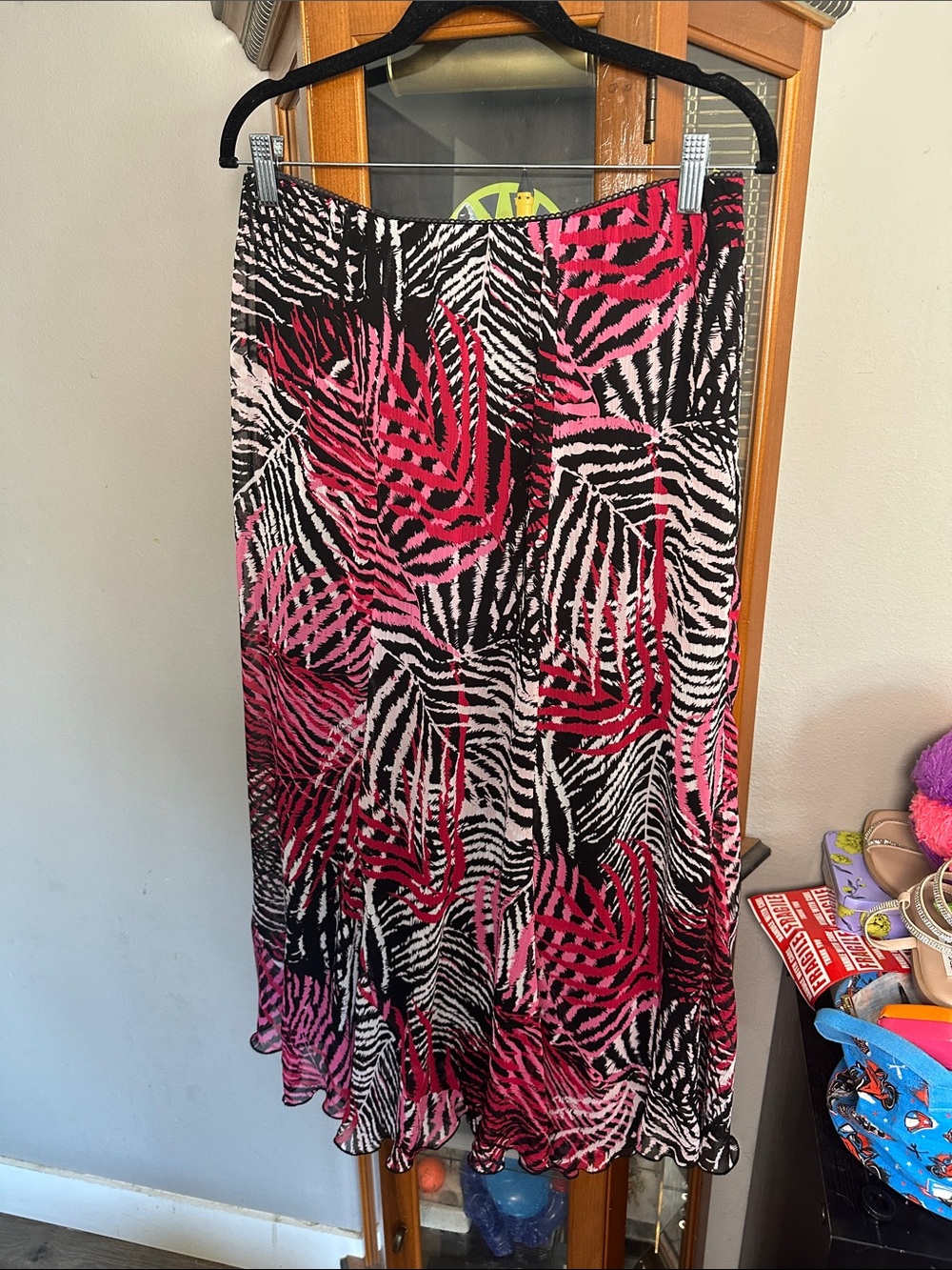 Kim Rogers Pink Black Printed Maxi Skirt